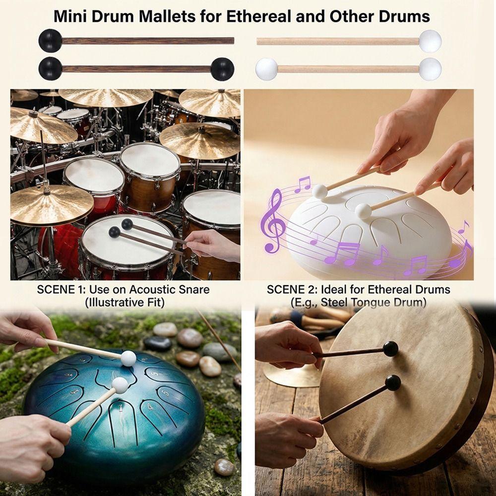 2Pcs/Set Wooden Handle Tongue Drum Sticks Percussion Drum Mallet Wooden Drum Hammer Small Drum