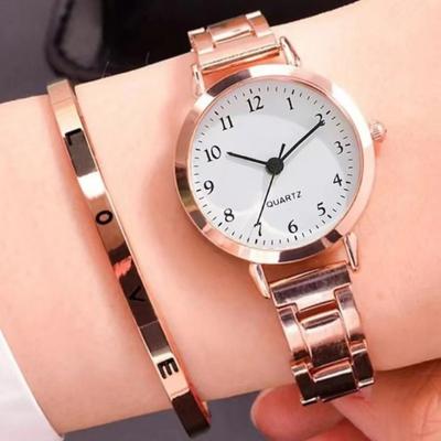 New Bracelet Women's Watch Set Korean Style Simple Small Dial Alloy Strap All-match Casual Quartz Watch Set