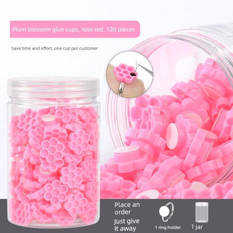 Magic Eyelash Glue Cup Self-Adhesive Plum Blossom Cup with Built-In Adhesive for Eyelash Extension Honeycomb Glue Cup Special Tool