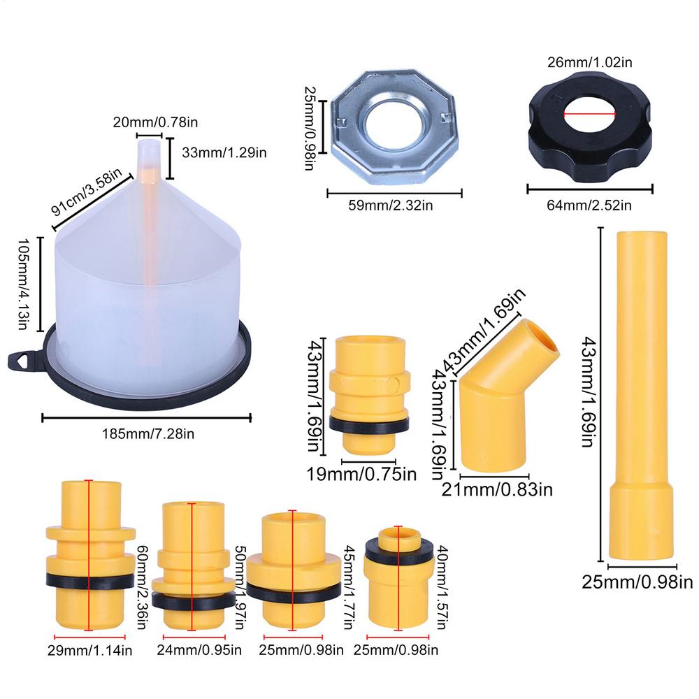 

Набір для промивання системи охолодження з 15-частинним воронкою для радіатора - Захищений від розливів приладдя для системи охолодження для бака кемпера, гальмівної рідини та омивача вітрового скла білий
