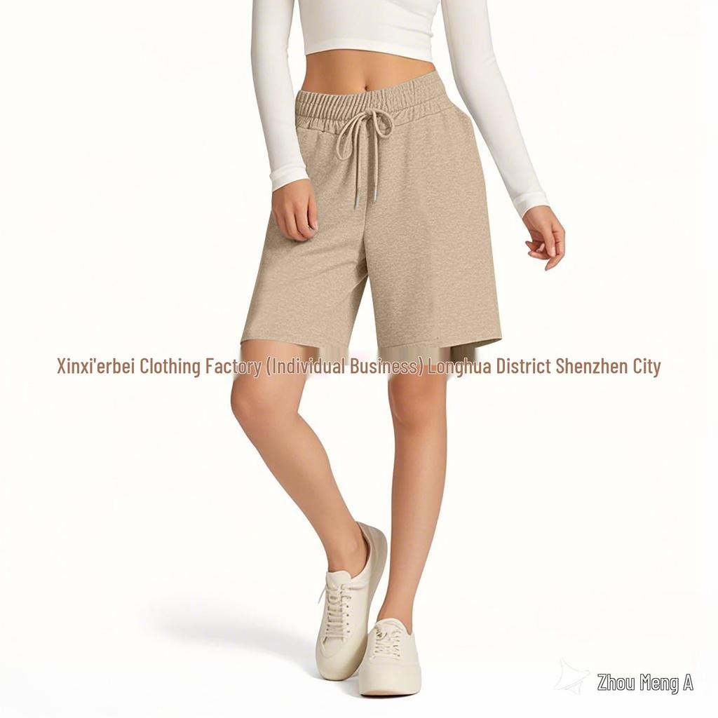 2025 Summer High Waist Drawstring Solid Color Casual Women's Shorts - Loose & Versatile Sporty Style