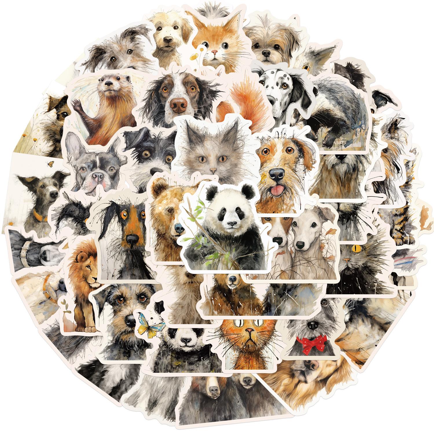 

50 Cartoon Furry Animal Doodle Stickers Guitar Notebook Suitcase DIY Waterproof Stickers