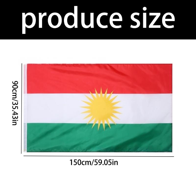 5ft X 3ft Polyester Fabric Kurdistan Country Flag With Reinforced Edges For Sports Activity And Cultural Celebration