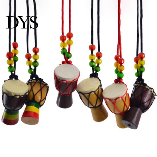 Necklace Rope Handmade Musical Instrument Pendent Classic Ornament Neck Decoration Chain Pendant Art Craft Mini African Drum Photography Props