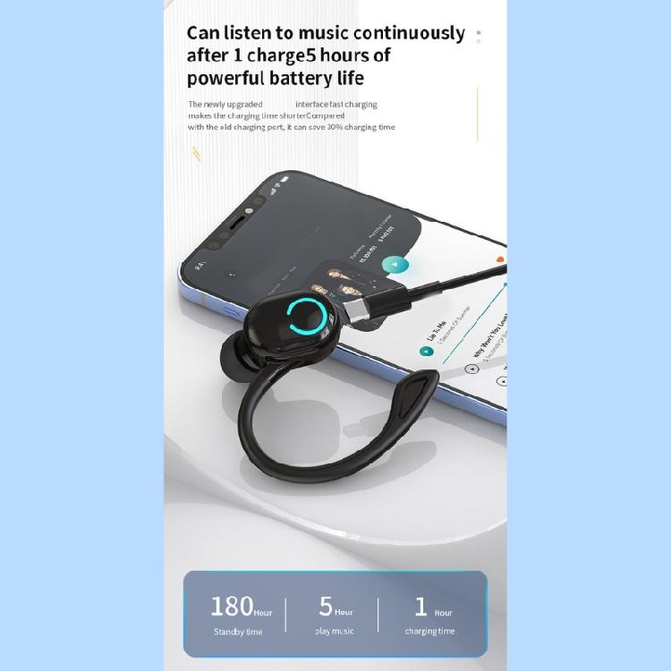Wireless Earbuds Noise Reduction Single Over Ear Buds Wrap Around Earbuds with Earhooks Bluetooth-compatible Earpiece