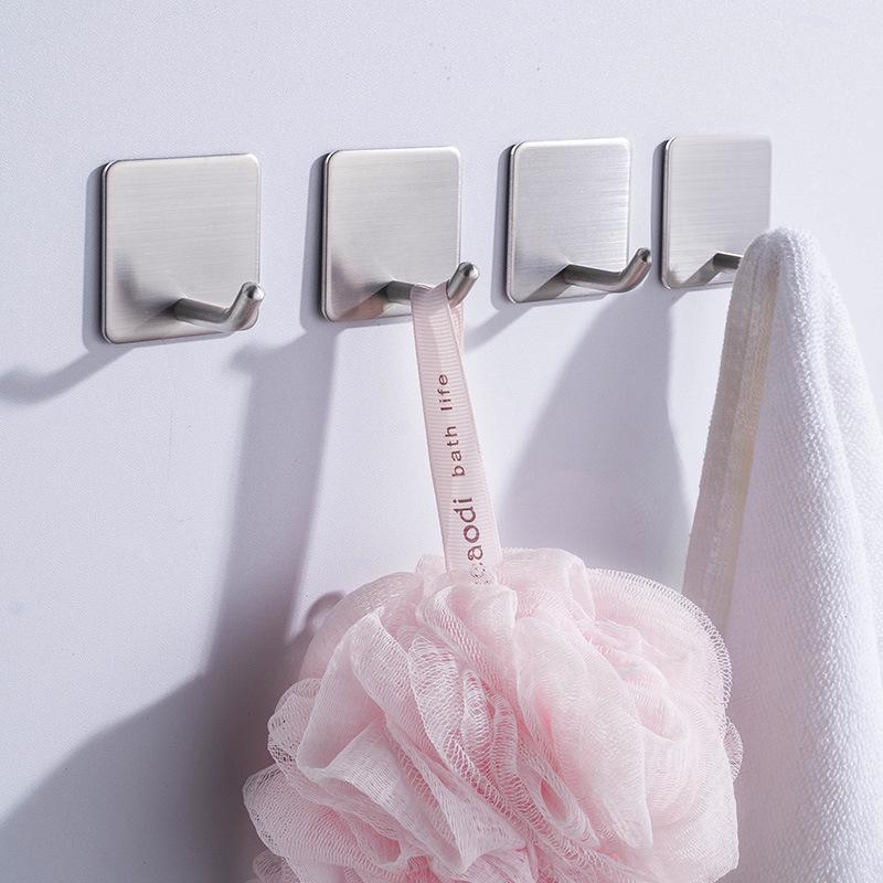 Weds Stainless Steel Punch-Free Sticky Wall Hook for Clothes, Bathroom, Kitchen, Toilet, or Fitting Room.