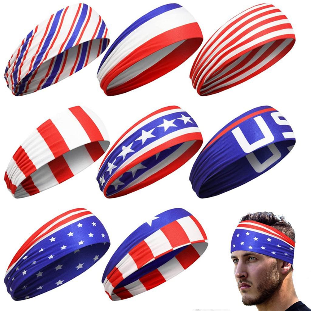 Fascia per la testa unisex per corsa e fitness, Bandana con bandiera americana per il Giorno dell'Indipendenza, Fascia antisudore per sport e yoga, Foulard elastico in cotone