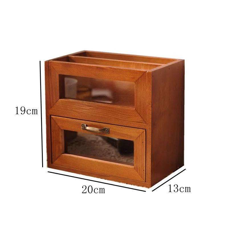 Retro simple style makeup brush storage desktop remote control box Desk storage shelf desktop storage box