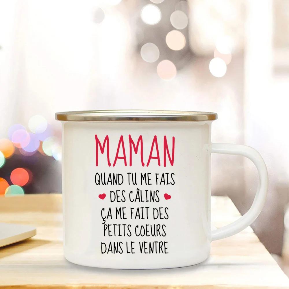 Best Mom In The World French Print Enamel Mug Creative Coffee Cup Drinks Water Milk Cup Enamel Mug Home Drinkware Gift for Maman