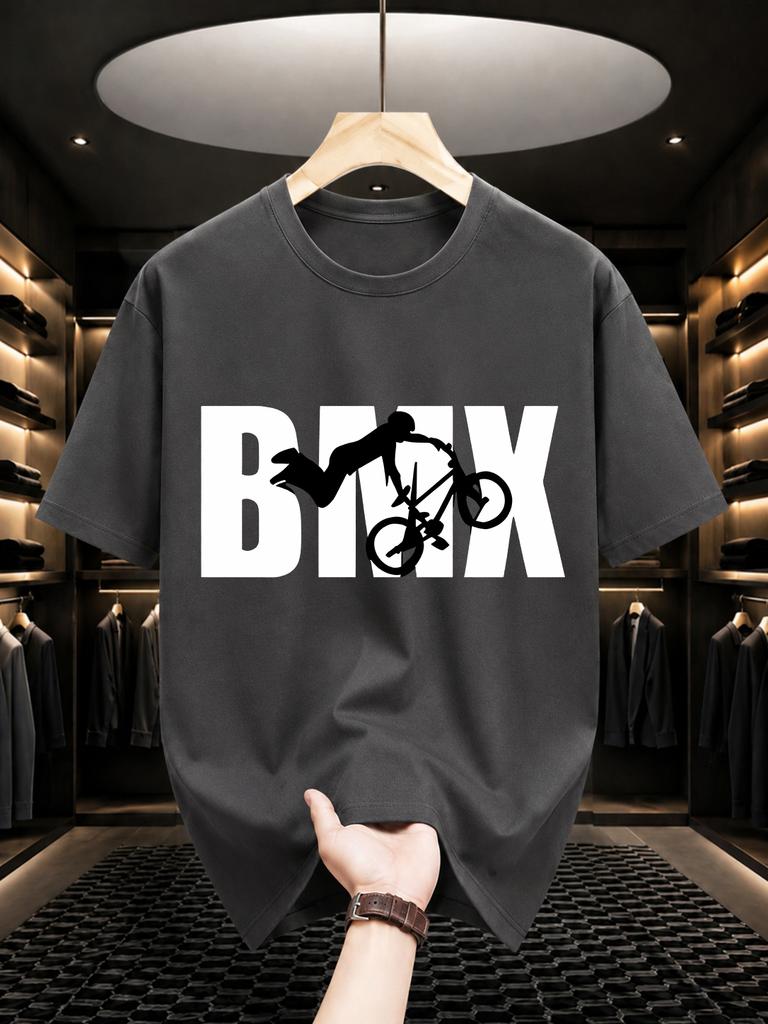 2026 New Pure Cotton Tshirt Bmx Bmx Rider Stunt Print Crew Neck Short Sleeve Casual Top