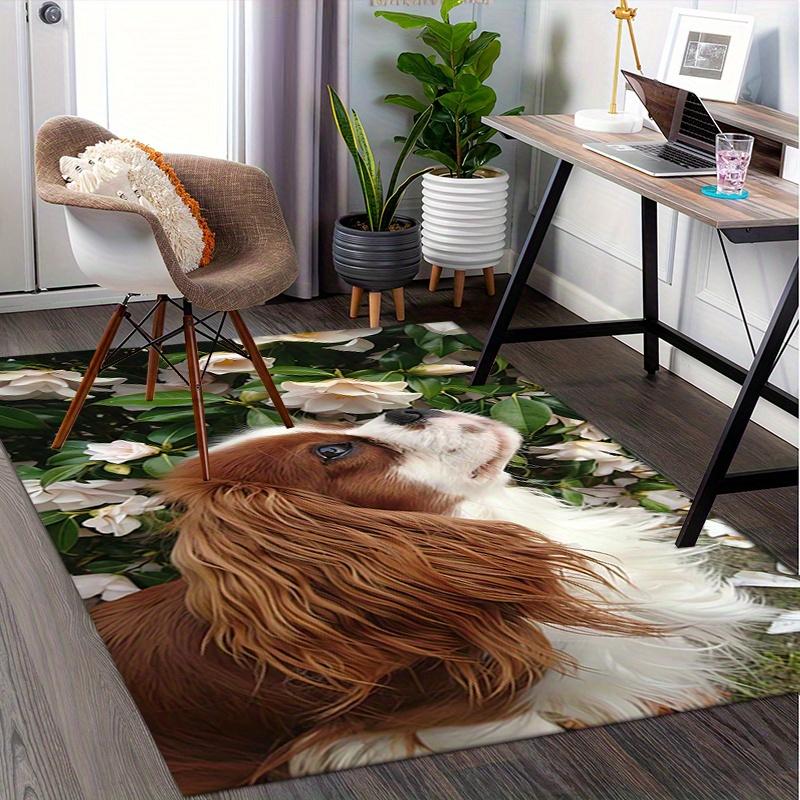 1 Stück Hund,Blumen,Gartenbüro Teppich Weich Polyester Eingangsteppich Waschbar Rutschfest Maschinenwaschbar