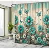 Country-Style Shower Curtain With Vibrant Daisy And Butterfly Floral Pattern, Durable Fabric For Bathroom Decor