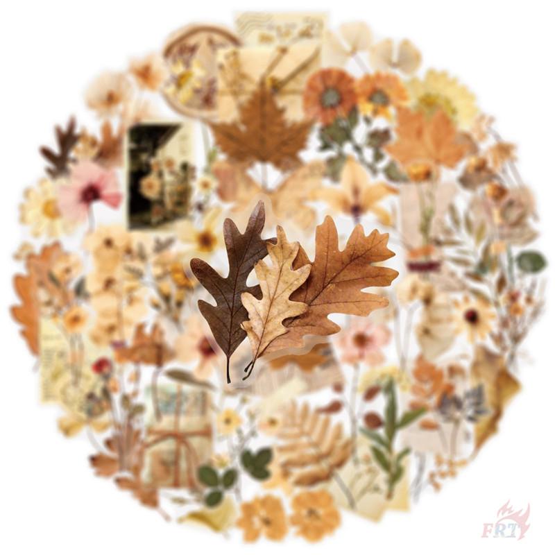 50Pcs/Set Wabi-sabi. Retro Flowers & Leaves PET Stickers Waterproof DIY Fashion Doodle Decals Stickers