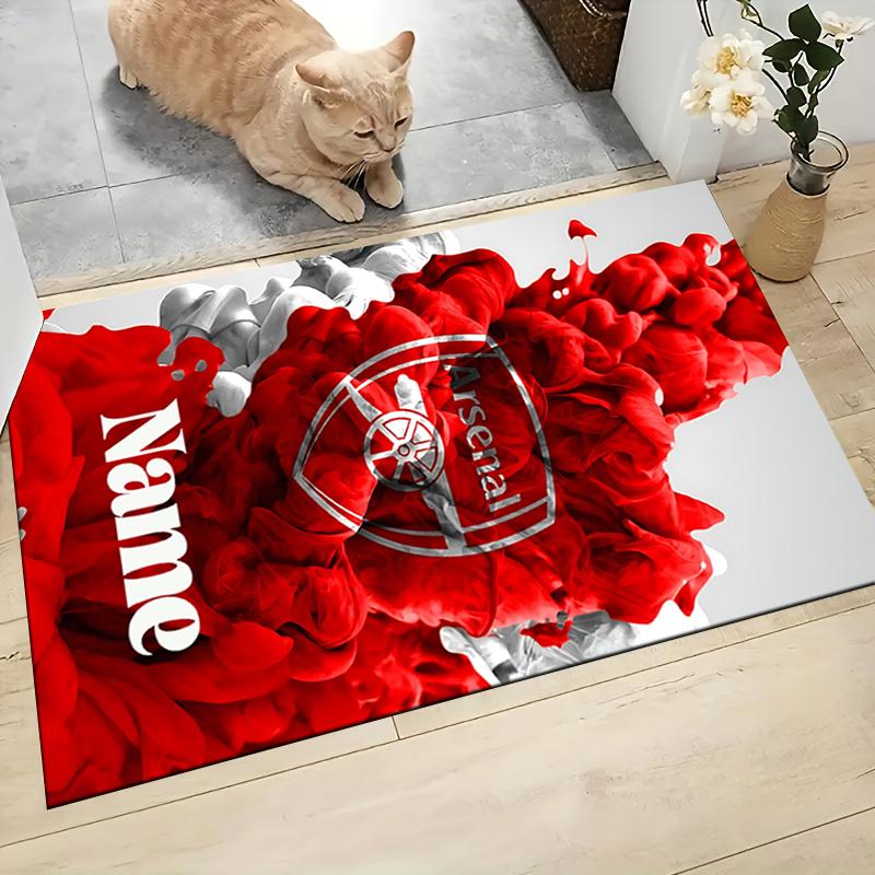 Custom Name Arsenal Roses Artwork Carpet Rug Customizable Soft Washable Anti-Slip Home Living Room Sofa Mats Personalized Rug. 0909140