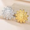 Womens Jewelry Four Petal Flower Brooch French Style Stainless Steel Gold Color Trendy Pin for Wedding Office Gift