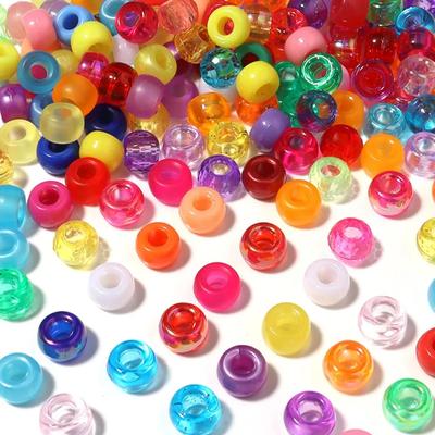 TX80 100pcs 6*9mm New Multiple Models Round Acrylic Exquisite Handmade Scattered Beads Big Hole Spacer Hair Bead Jewelry DIY