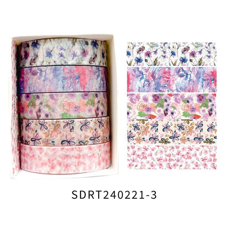 5 Rolls/set of Simple and Romantic Spring Flower Boxes and DIY Decorative Stickers Used for Daily Decorative Sticker Tape