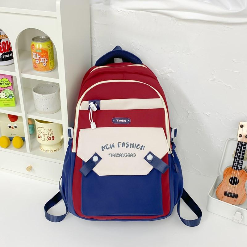 School bag school bag girl junior high school students new large-capacity girl backpack bag big school students contrasting colors popular backpack