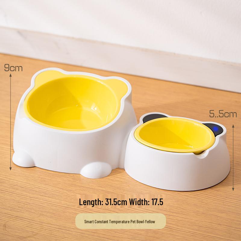 Ceramic Anti-Spill Temperature-Regulating Pet Bowl - Slanted Design for Cats and Dogs