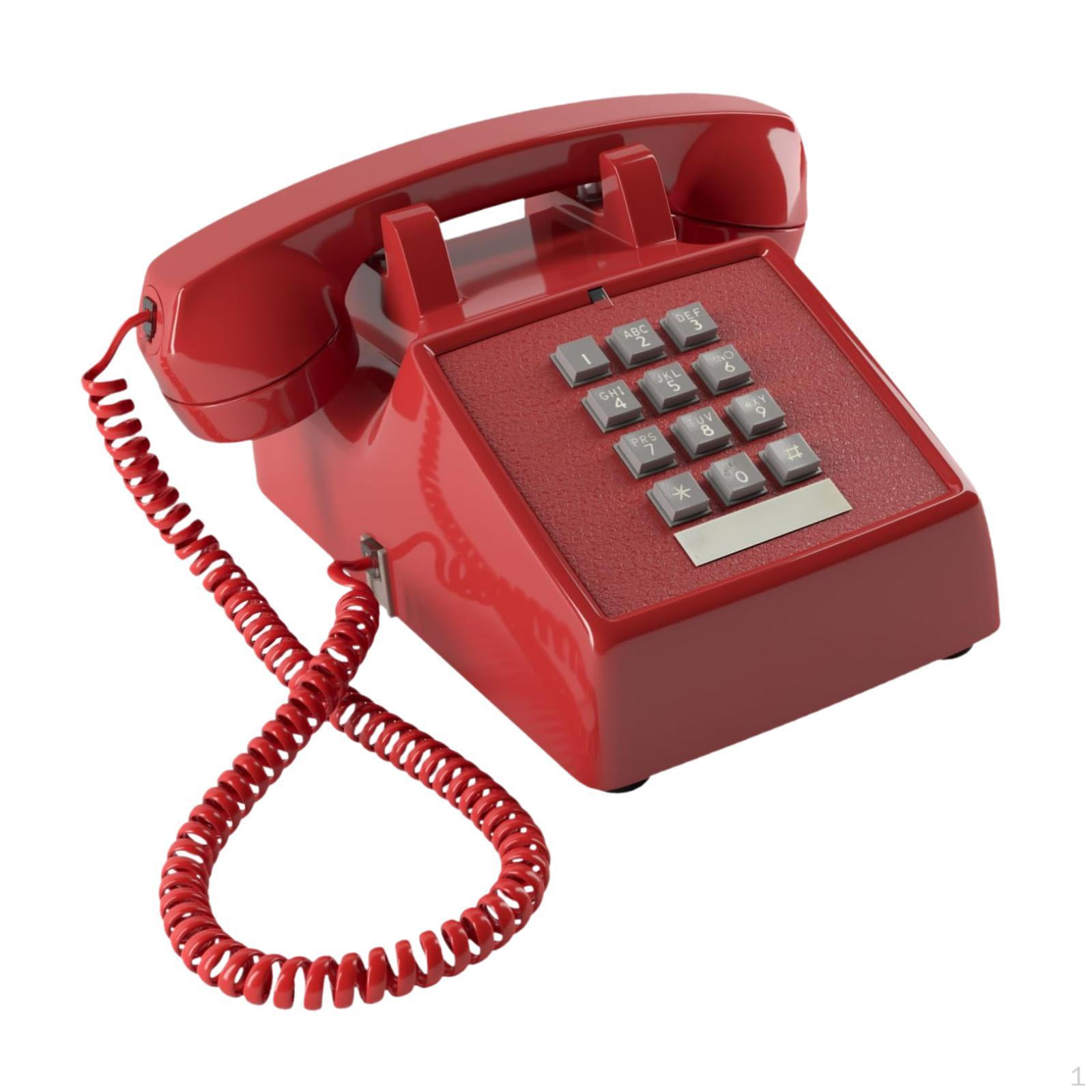 

Проводной телефон Ретро-дизайн Телефон Удобный Легко читаемый Номер Домашний Декор Настольный красный