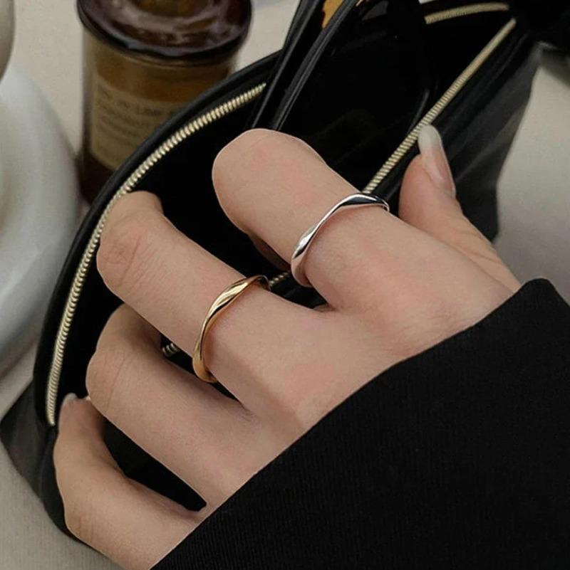 Plain Open Ring Women's Light Luxury and High-end Index Finger Ring Niche Design Versatile and Elegant Fine Stacked Tail Ring