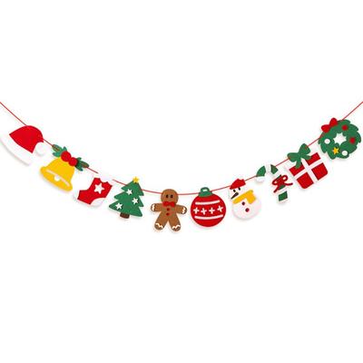 Hanging Ornaments Christmas Banner Felt Material Pull Flag Design Garland Christmas Ornaments Festive Garland Christmas Theme