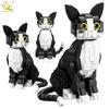 Black and White Tabby Cat Model Building Block MOC Pet Animal Series Mini 12mm Brick Toy For Children Home Decoration