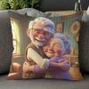 1pc Happy Elderly Couple Hugging Pillowcase, Suitable for Thanksgiving, Christmas, Wedding Anniversaries, New Year Gifts, Birthday Gifts, and Couple G
