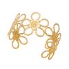 Sweet Hollow Flower Stainless Steel Cuff Bracelet for Women Oversized Gold Color Foral Open Bangle Party Chunky Jewelry Gift
