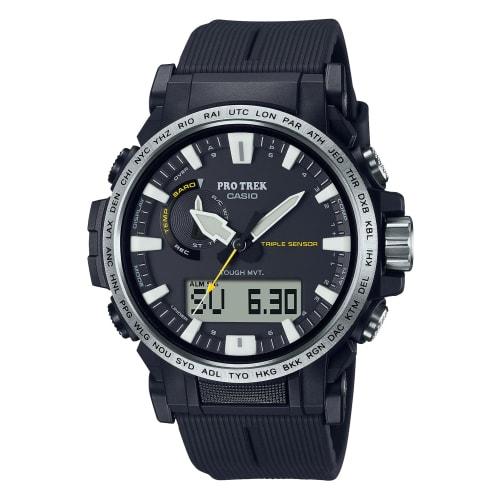 

Casio Pro Trek Climber Line Radio-Controlled Solar Watch, Made with Biomass Plastic, PRW-61-1AJF, Men s, Black