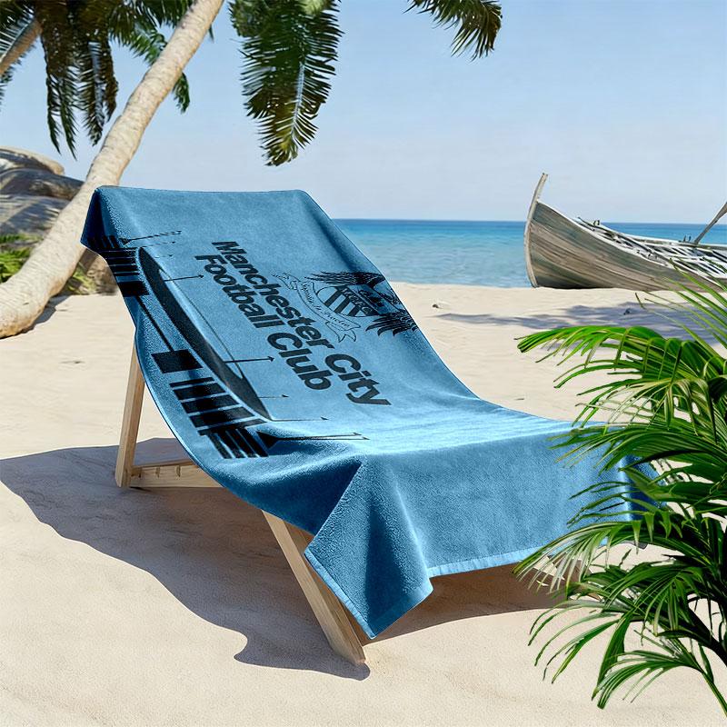 Man City Print Beach Towel, Large Soft Quick Dry Towel for Beach Camping Swimming
