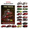 Fire Truck Advent Calendar 2025, 24 Days of Christmas Advent Calendar Boxes, 2D Flat Fire Engines, Ladder Trucks, Rescue Units, Vehicles Set Gift
