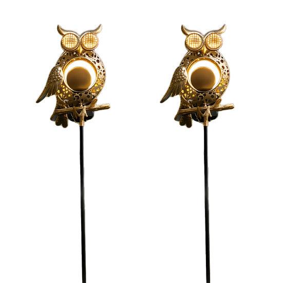 Solar Owl Garden Light, Outdoor Metal Owl Solar Light with Stake, LED Warm Glow Pathway Light for Backyard Patio Lawn Flower Bed