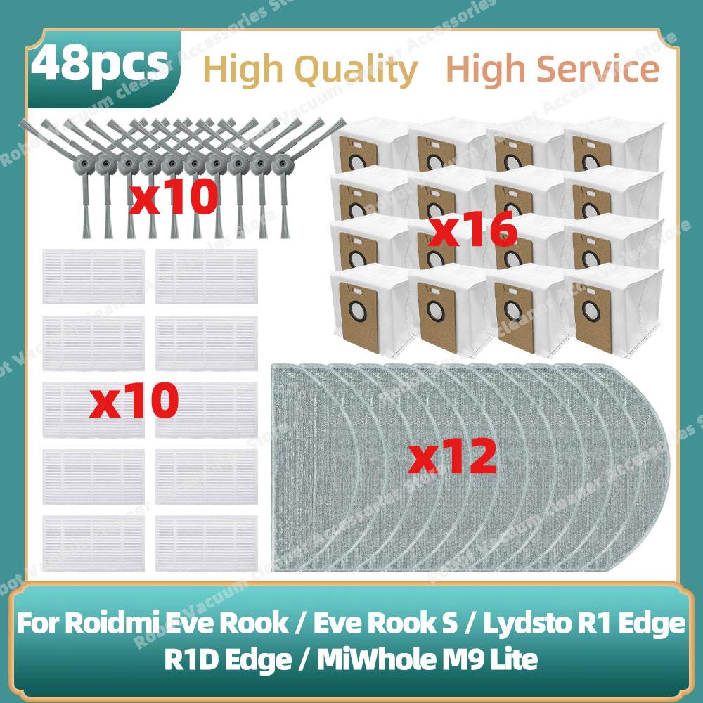 Compatible For Lydsto R1 Edge / R1D Edge / Roidmi Eve Rook / Eve Rook S / MiWhole M9 Lite Parts Side Brush Hepa Filter Mop Cloth