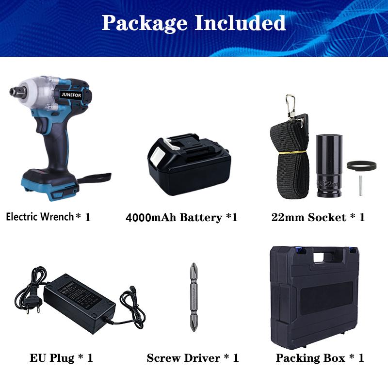 520N.M Cordless Wrench Brushless Electric Impact Wrench 1/2'' for Makita Battery 18V Electric Drill Screwdriver Multifunction