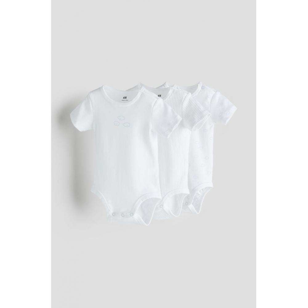 

Боди из хлопкового джерси HM, комплект из 3 предметов, белое облако