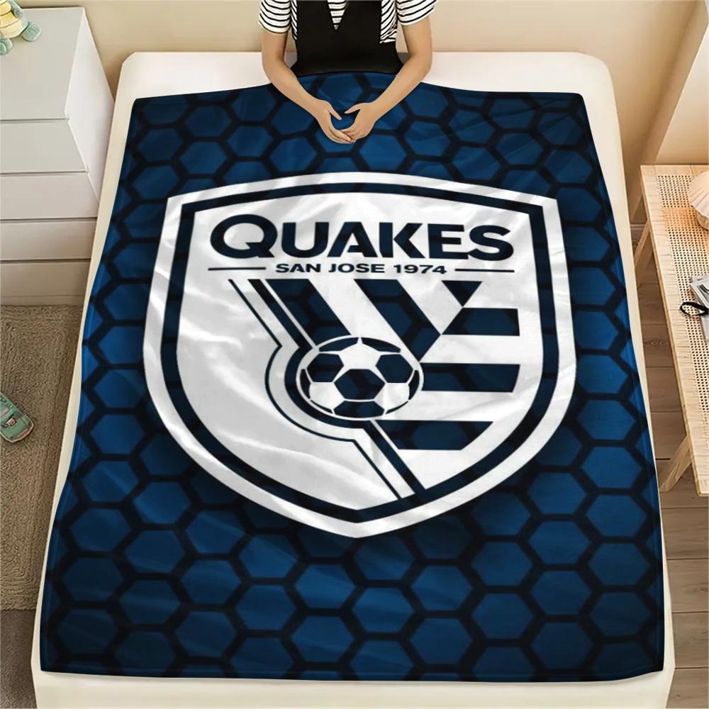 1Pc San Jose Earthquakes Print Flannel Blanket High Quality Warm Comfortable Cover for All Seasons Perfect for Gifts Home Decor