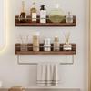 NevStp Shower Caddy Solid Wood Punching Shelf Organizer Rack Floating Shelves Shower Accessories Wall Mounted Multifunctional Bathrooms Kitchens