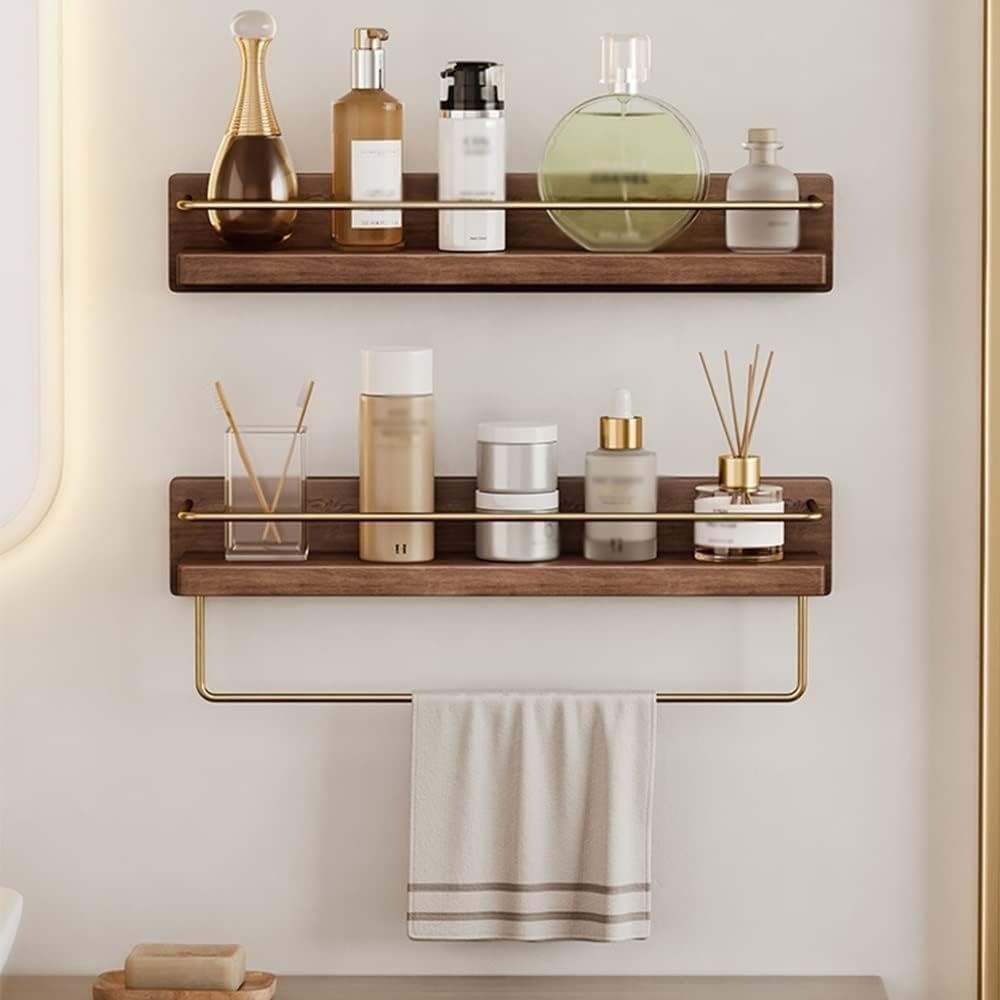 NevStp Shower Caddy Solid Wood Punching Shelf Organizer Rack Floating Shelves Shower Accessories Wall Mounted Multifunctional Bathrooms Kitchens