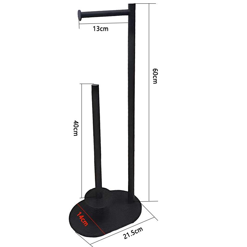Floor-Standing Bathroom Tissue and Brush Holder with Vertical Storage Rack