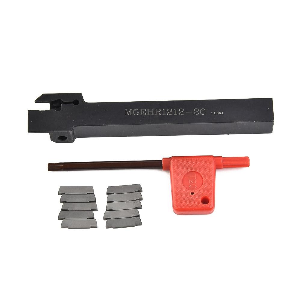 10Pcs MGMN200 Inserts MGEHR1212-2 Lathe Cutter Grooving Tool Holder L Wrench