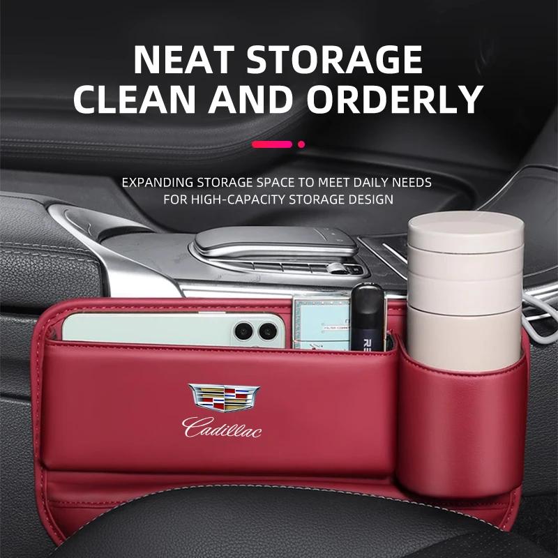 PU Leather Car Seat Slot Organizer Box With Cup Holder for Cadillac SRX Escalade CTS BLS ATS DTS XTS SLS XLR V Deville CT5