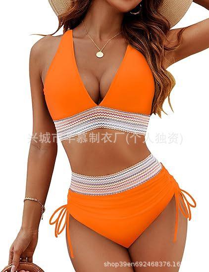 New swimsuit women's split sexy bikini high waist belly cover neck tight explosion