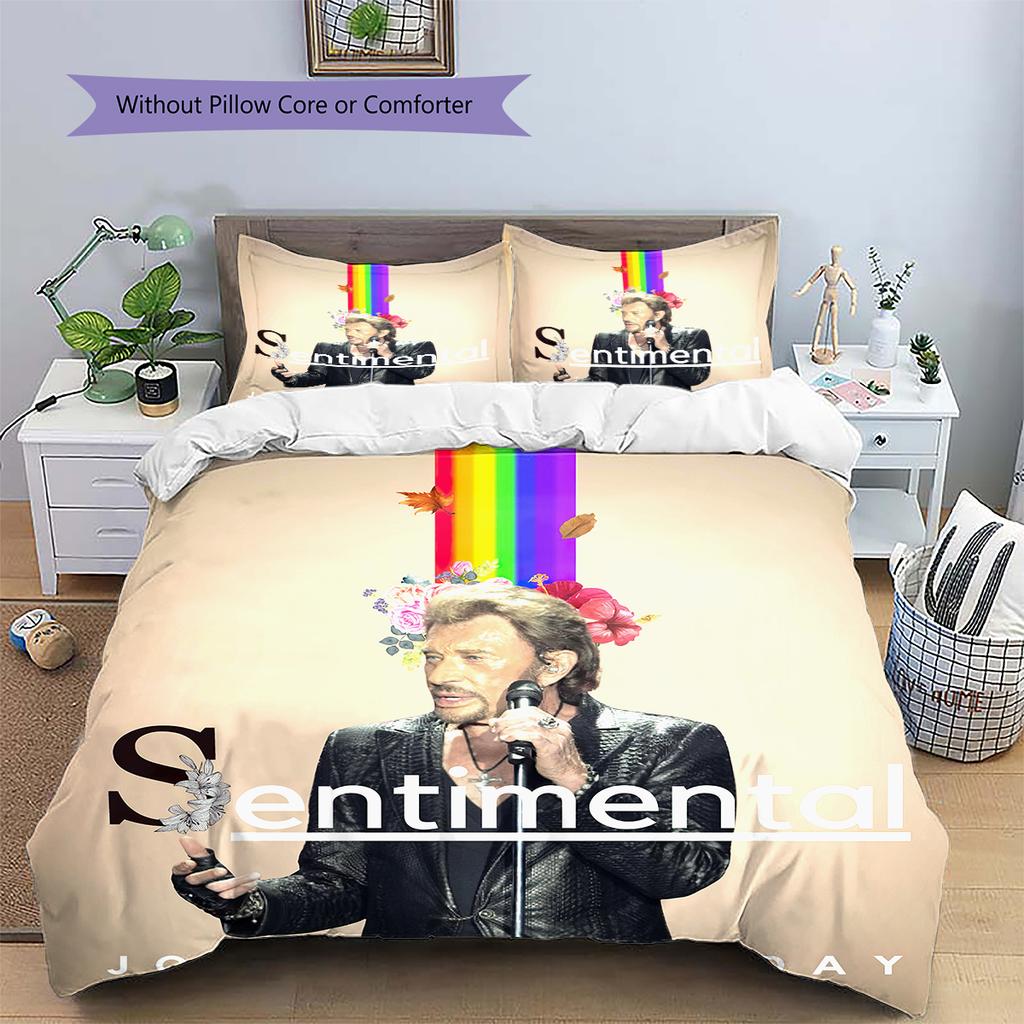 1PC Johnny Hallyday pattern Bedding Quilt Set Quilt Cover Pillowcase Home Decoration Birthday Gift (1 * duvet cover + 19 * pillowcase, without core)