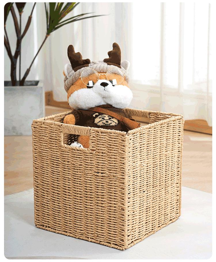 Foldable Large Capacity Imitation Wicker Rattan Storage Basket & Toy Organizer