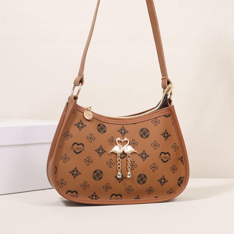 

Сумка женская сумка новая сумка через плечо с декоративным лебедем женская модная простая сумка-подмышка с принтом женская одна коричневый