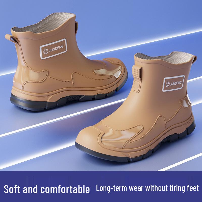 Cross-Border Fashion Men's Short Rain Boots - Trendy, Cool, Warm Rubber Wading Shoes for Outdoors