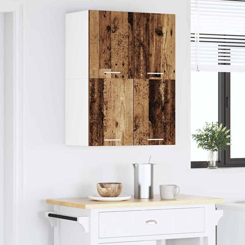 Hanging Cabinet with Door 2 pcs Vintage Wood and White 60 x 31 x 40 cm