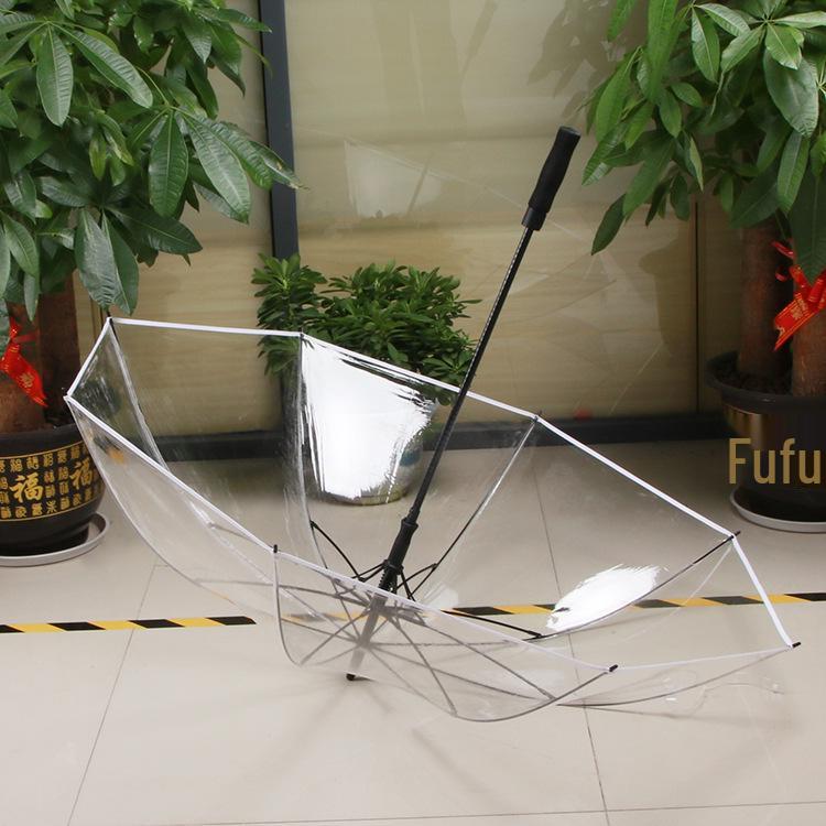 Eco-friendly Large PVC Transparent Golf Umbrella - Windproof, Rainproof, Sturdy, Long Handle with Print Logo