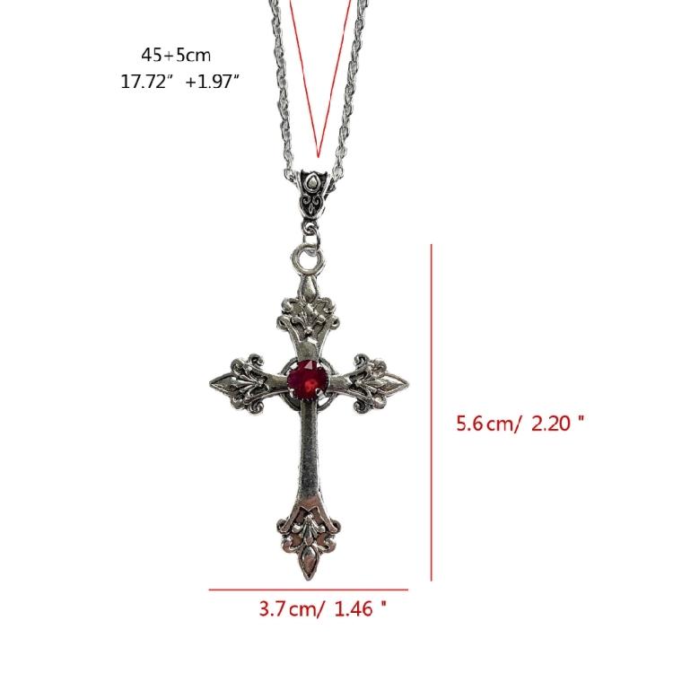 2pcs  Crucifix Pendant Neckchain Gothic Necklace Fashionable Unisex Accessory